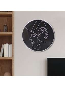 HomeTown - Aeon Faces Print Wall Clock Black Diameter 30Cm