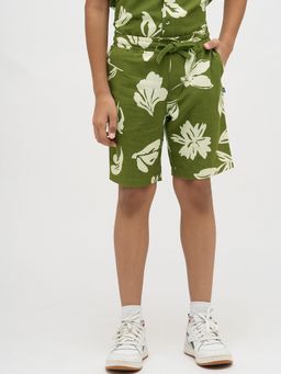 Jack & Jones Junior - Boys Green Viscose Floral Shorts