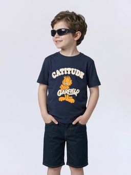 Jack & Jones Junior - Boys Navy Blue Cotton Graphic T-Shirt