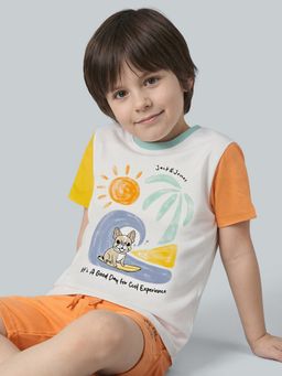 Jack & Jones Junior - Boys White Cotton Graphic T-Shirt