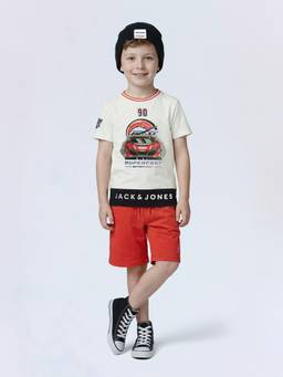 Jack & Jones Junior - Boys White Cotton Graphic T-Shirt
