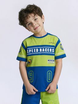 Jack & Jones Junior - Boys Blue Cotton Colorblock T-Shirt