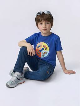 Jack & Jones Junior - Boys Navy Blue Cotton Graphic T-Shirt
