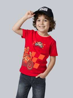 Jack & Jones Junior - Boys Red Cotton Graphic T-Shirt