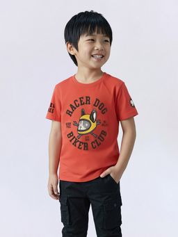 Jack & Jones Junior - Boys Orange Cotton Graphic T-Shirt