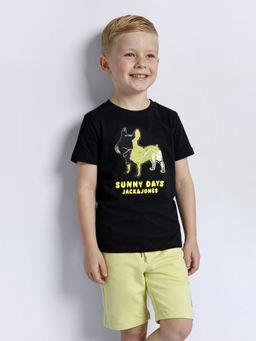 Jack & Jones Junior - Boys Black Cotton Embellished T-Shirt