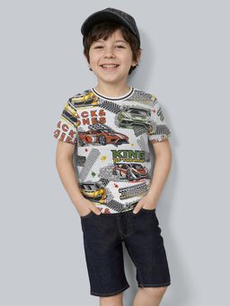 Jack & Jones Junior - Boys White Cotton Graphic T-Shirt