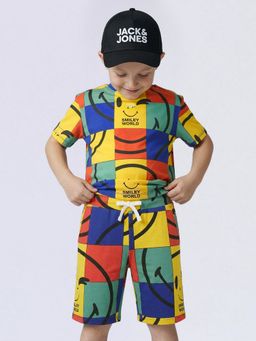 Jack & Jones Junior - Boys Multi-Color Cotton Printed Shorts