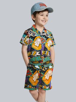 Jack & Jones Junior - Boys Multi-Color Viscose Graphic Shorts