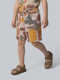 Jack & Jones Junior - Boys Beige Cotton Abstract Shorts