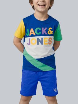 Jack & Jones Junior - Boys Blue Cotton Solid Shorts