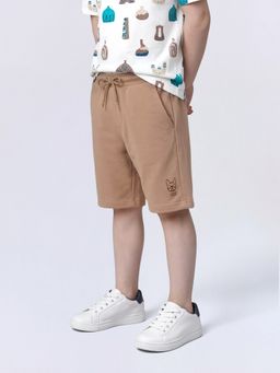 Jack & Jones Junior - Boys Brown Cotton Solid Shorts