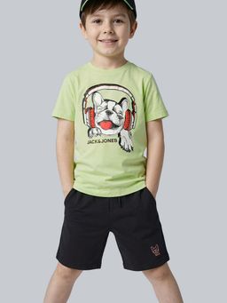 Jack & Jones Junior - Boys Black Cotton Solid Shorts