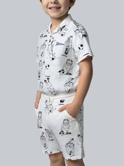 Jack & Jones Junior - Boys White Cotton Graphic Shorts