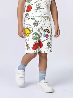 Jack & Jones Junior - Boys White Cotton Graphic Shorts