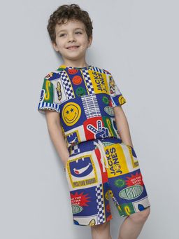 Jack & Jones Junior - Boys Multi-Color Cotton Graphic Shorts