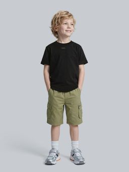 Jack & Jones Junior - Boys Black Cotton Blend Solid T-Shirt