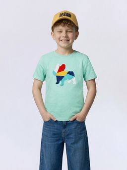 Jack & Jones Junior - Boys Green Cotton Textured T-Shirt