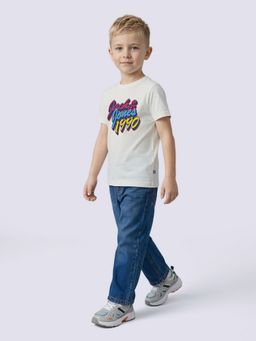 Jack & Jones Junior - Boys White Cotton Typography T-Shirt
