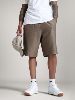 Puma - PREMIUM Relaxed Fit Beige Jacquard Shorts