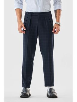 Snitch - Navy Checks Formal Trouser for Men