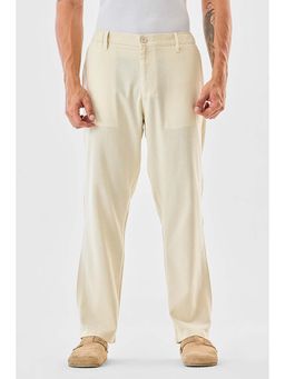 Snitch - Off White Textured Relaxed Casual Pant for Men