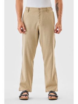 Snitch - Beige Textured Relaxed Casual Pant for Men