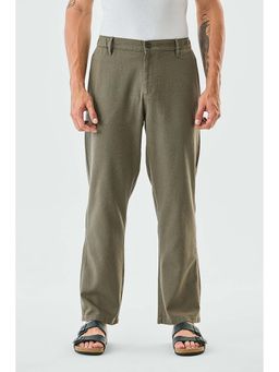 Snitch - Olive Textured Relaxed Casual Pant for Men