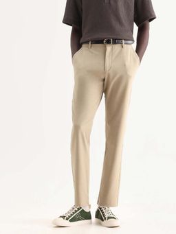 Rare Rabbit - Men's Driver-Aw25 Khaki Plain Regular Fit Casual Trouser