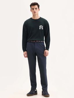 Rare Rabbit - Men Travel-Aw25 Dark Navy Regular Fit Casual Trouser