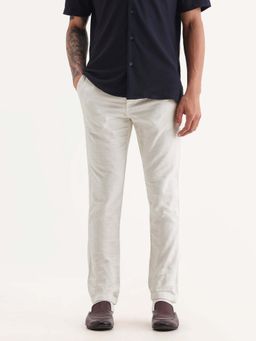 Rare Rabbit - Men Jeck-Aw25 White Textured Trouser