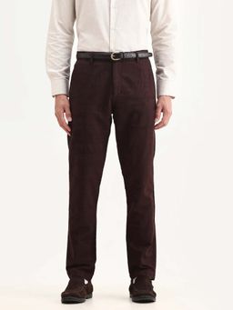 Rare Rabbit - Men Jeck-Aw25 Dark Brown Textured Trouser