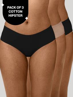Nykd by Nykaa - PO3 High Rise Full Brief Cotton Stretch Full Coverage Panty Black Nude black-NYP104