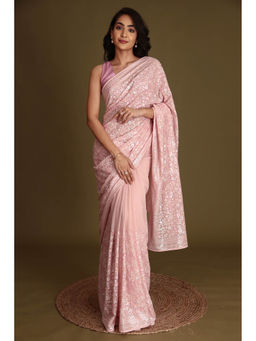 Zari Jaipur - Embroidery Sequins Saree with Unstitched Blouse
