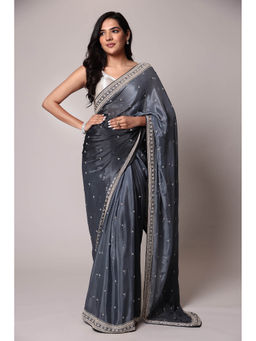 Zari Jaipur - Embroidery Sequins Saree with Unstitched Blouse