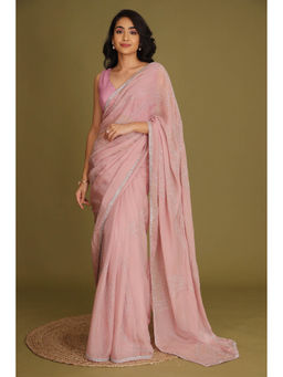 Zari Jaipur - Embroidery Sequins Saree with Unstitched Blouse