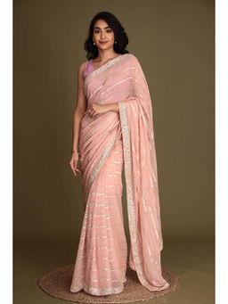 Zari Jaipur - Embroidery Sequins Saree with Unstitched Blouse