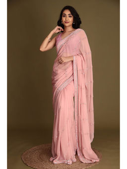 Zari Jaipur - Embroidery Sequins Saree with Unstitched Blouse