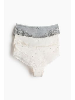 H&M - Women White 3-Pack Cotton And Lace Hipster Briefs