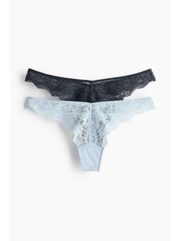 H&M - Women Blue 2-Pack Lace Thong Briefs
