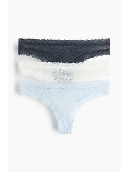 H&M - Women Blue 3-Pack Lace Brazilian Briefs