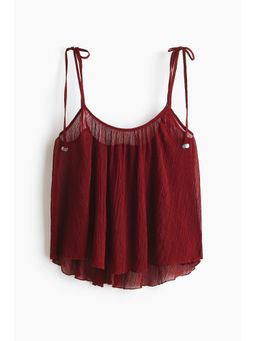 H&M - Women Red Crinkled Tie-Strap Beach Top
