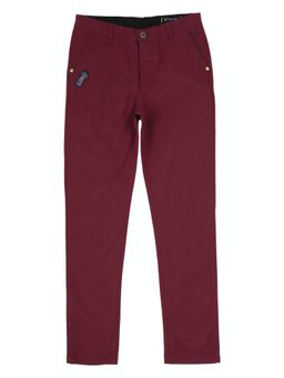 Allen Solly Junior - Boys Maroon Slim Fit Solid Trousers