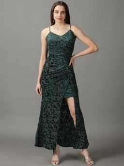 SHOWOFF - Womens Wrap Green Embellished Maxi Dress