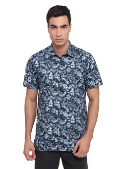 ColorPlus - Cotton Blend Half Sleeves Collar Neck Printed Shirt
