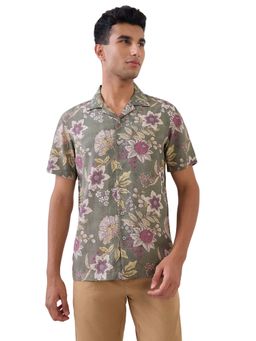 ColorPlus - Lyocell Half Sleeves Collar Neck Floral Shirt