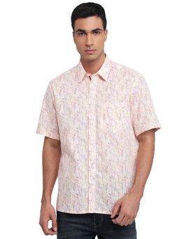 ColorPlus - Cotton Linen Half Sleeves Collar Neck Printed Shirt