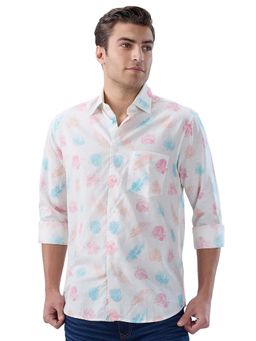 ColorPlus - Cotton Linen Full Sleeves Collar Neck Printed Shirt