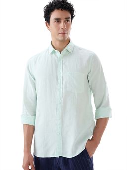 ColorPlus - Linen Full Sleeves Collar Neck Solid Plain Shirt