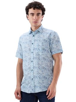 ColorPlus - Cotton Blend Half Sleeves Collar Neck Printed Shirt